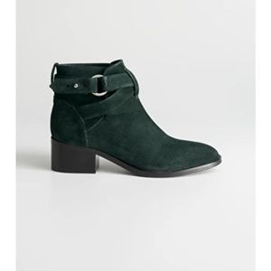 Green suede ankle boots